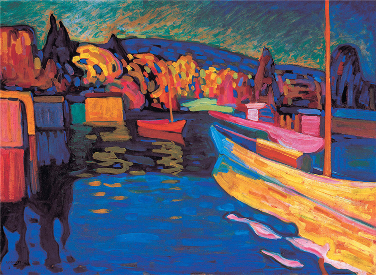 Autumn Landscape with Boats 1908 Kandinsky Oil Painting